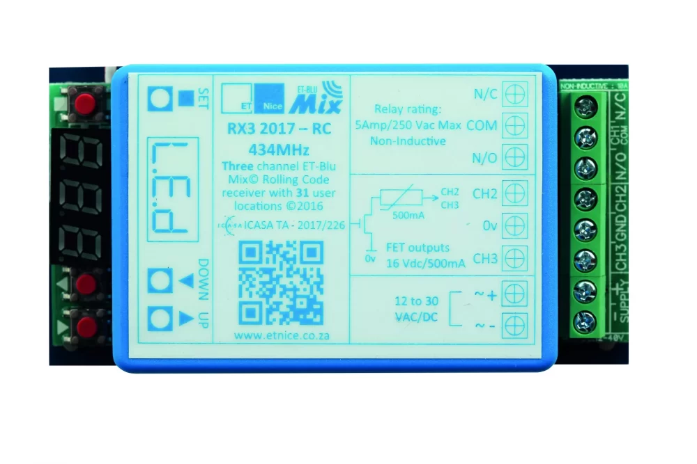 ET NICE RECEIVER 3 CH RC 434MHZ